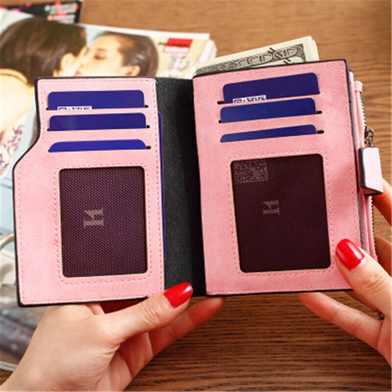 Ladies Billfold Female Purse Cash Clip Leather Multi-card Clamps Women's Wallet