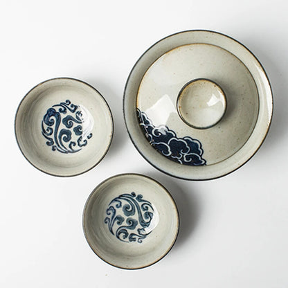 Hand Painted Cloud Gaiwan For Tea Pottery Tureen Lid Teaware Mugs Bowls Chawan