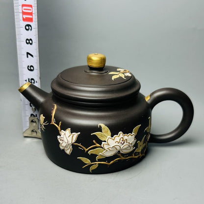 Vintage Chinese Yixing Purple Clay Teapot Zisha Ceremony Painted Nice Teaware