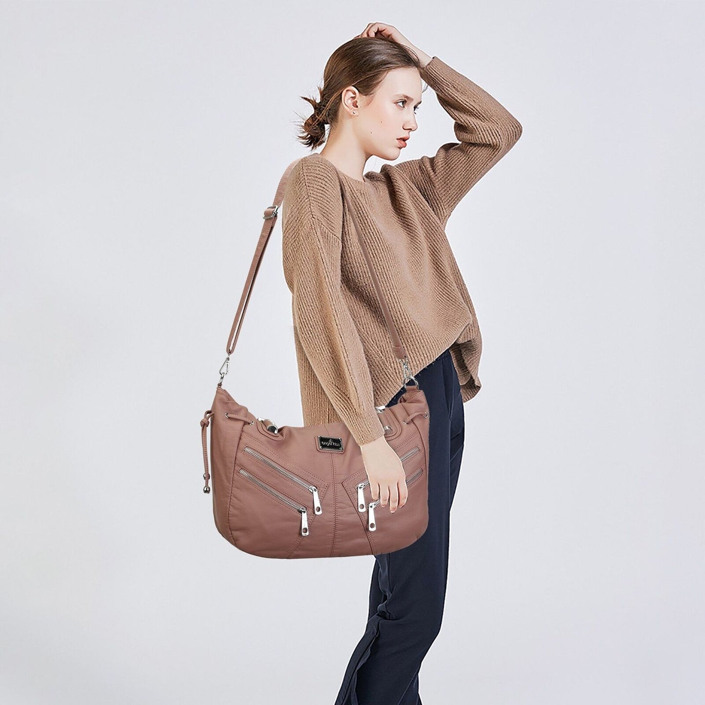Handbag Shoulder Bags Tote Synthetic Leather Large Purses Red Grey Purple Blue