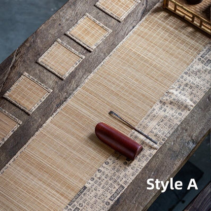 Bamboo Antique Tea Mat with Tea Coasters|Tea Table Cloth|Tea Accessories
