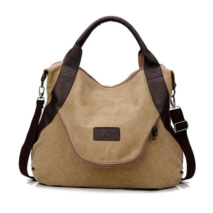 Ladies Canvas Tote Bag Multi Pockets Shoulder Bags Women Travel Detachable