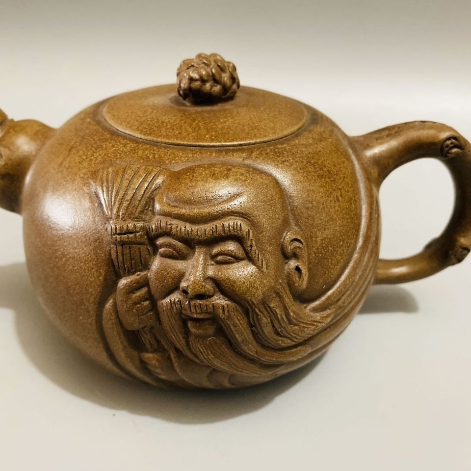 15CM Handmade Purple Clay Pot Zen Heart Tea Pot Decoration In Yixing China