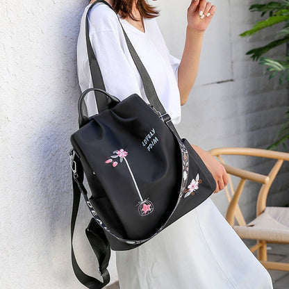 Embroidery Waterproof Oxford Backpack Anti-theft School Bag High Quality Large
