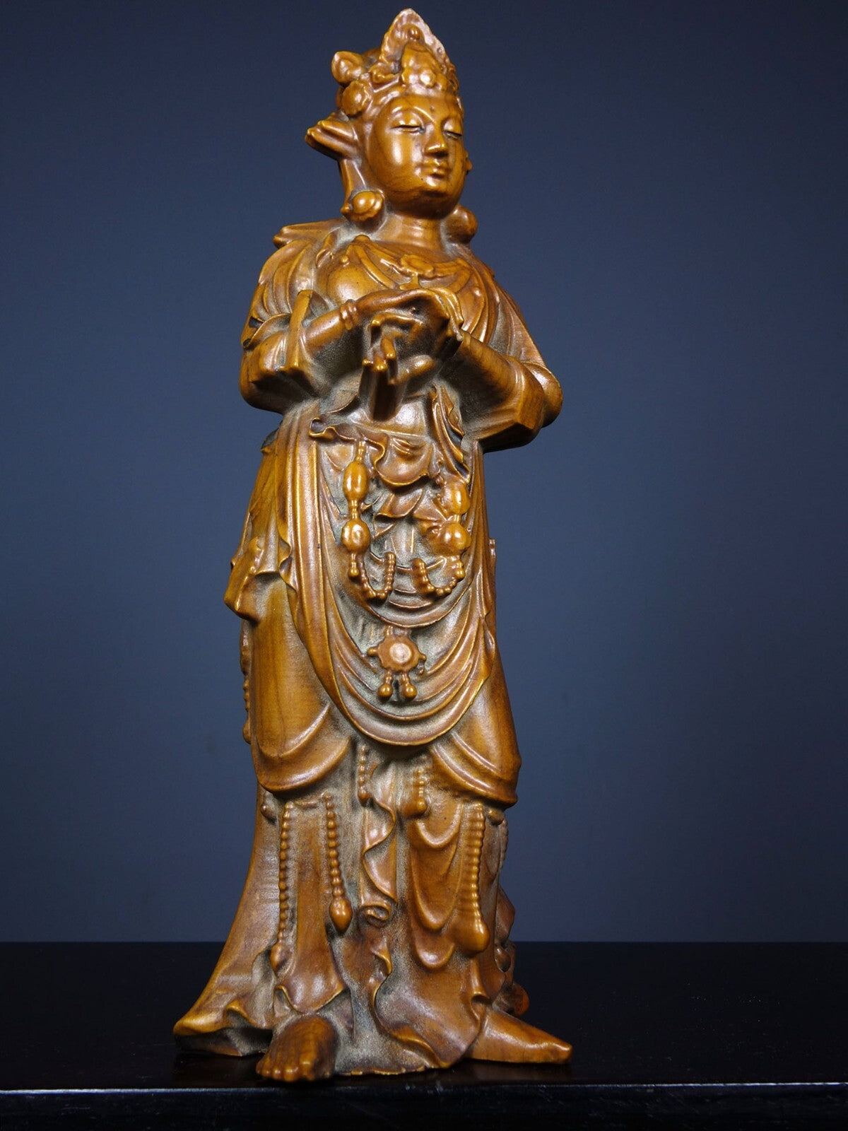 Old Tibetan rosewood carved Bodhisattva ornaments
