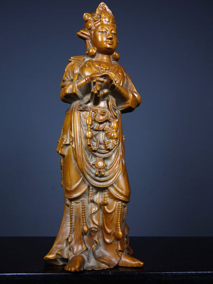 Old Tibetan rosewood carved Bodhisattva ornaments