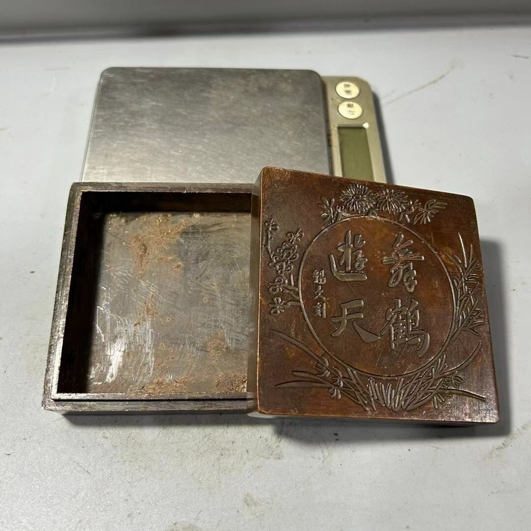 Rare Chinese Songhe Yannian inkstone box collection table Decor Gifts