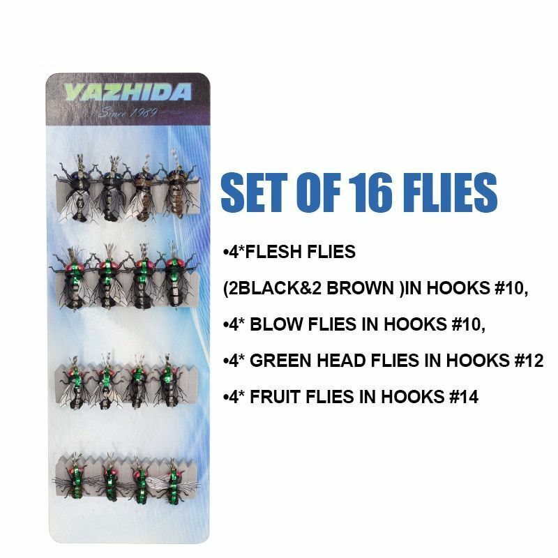 Fly Fishing Flies Sets 12pcs Mosquito Housefly Realistic Insect Lure Trout Kits