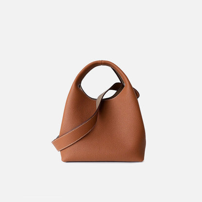 Contrast Real Leather Tote Handbag Purse Bucket Shoulder Bag Hobo w/ Zip Bag