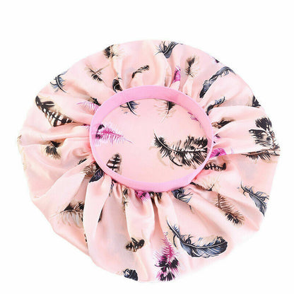 Silk Night Sleep Cap Hair Bonnet Hat Satin Wide Band Large Jumbo Head Cover Size