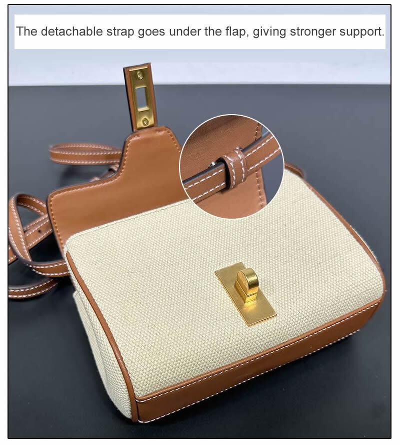 Mini Real Leather Canvas Small Flap Shoulder Bag Clutch Box Purse Crossbody