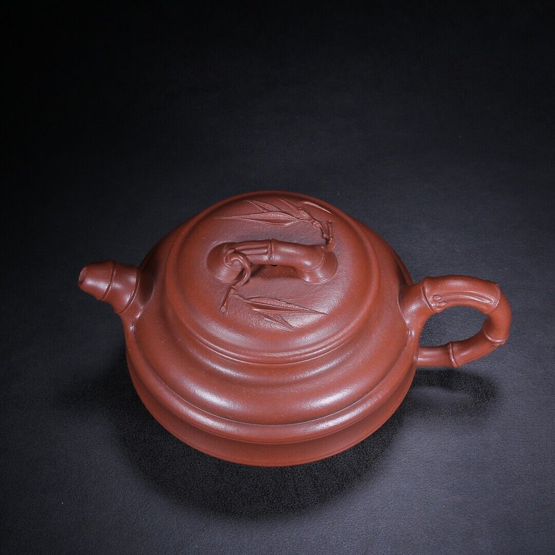 Chinese Yixing Zisha Clay Handmade Exquisite Teapot （双线竹鼓 底款：曼希陶艺）