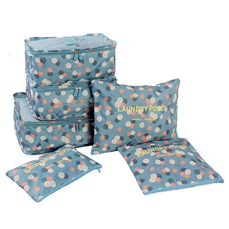 6pcs/set Cosmetic Bag Travelling Purse Waterproof Luggage Clothes Organizer Case