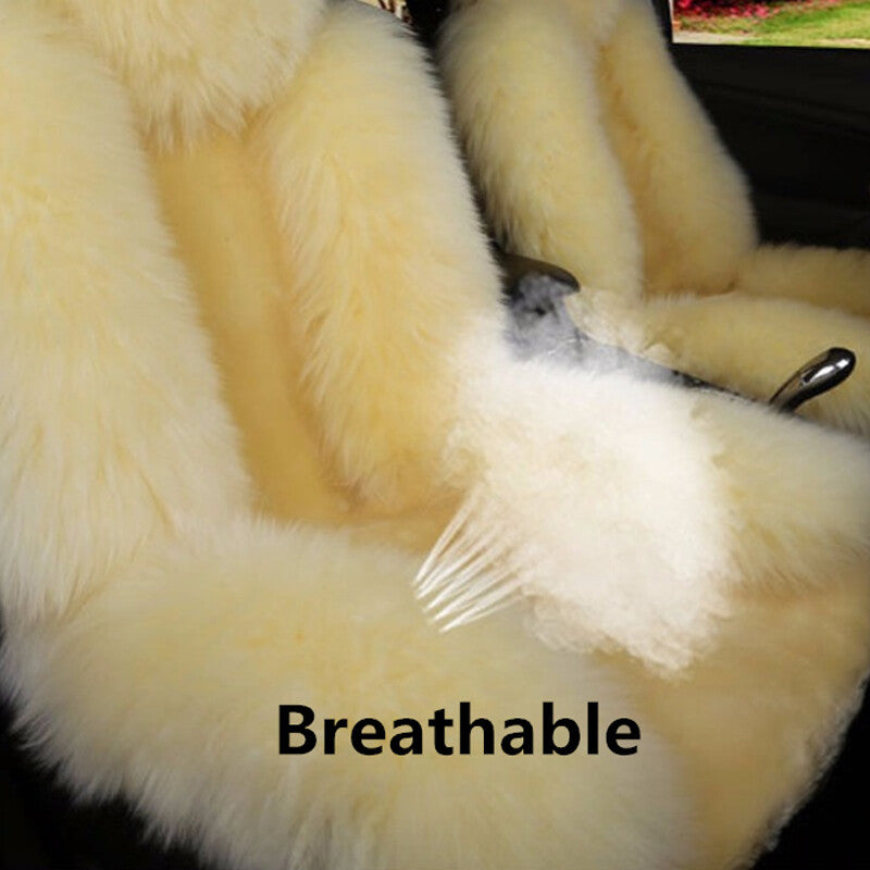 2PCS Genuine Australian Sheepskin Fur Long Wool Car Front Seat Cover Warm Winter