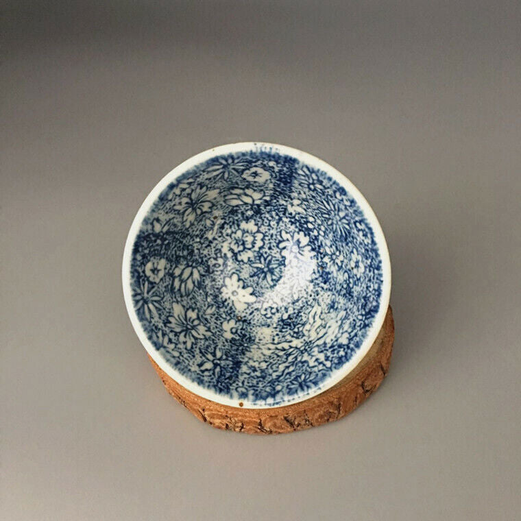 Chinese Blue and White Porcelain Qing Guangxu Lotus Shape Flower Teacup Cup 3.1”
