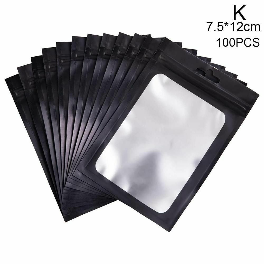 Cosmetic Bag 100pcs 4 Sizes Flat Bath Salt One Side Clear Mini Aluminum Foil Zip