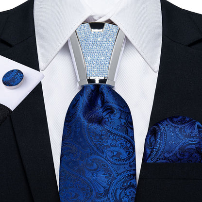 Men Necktie 3Pcs Luxury Striped Ties Cufflinks Pocket Square Wedding Accessories