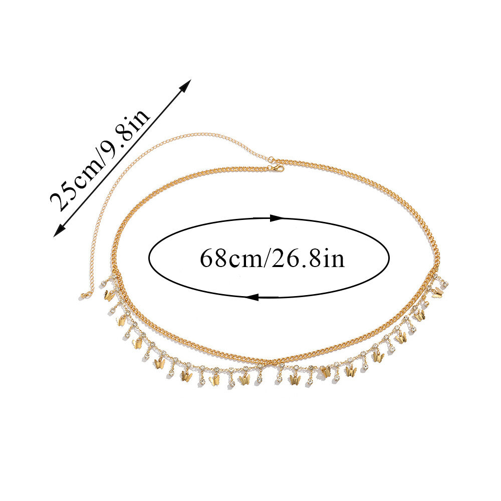 Waist Chains Rhinestone Star Tassel Pendant Waist Belly Belt Tassel Body Chain