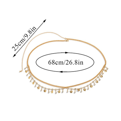 Waist Chains Rhinestone Star Tassel Pendant Waist Belly Belt Tassel Body Chain