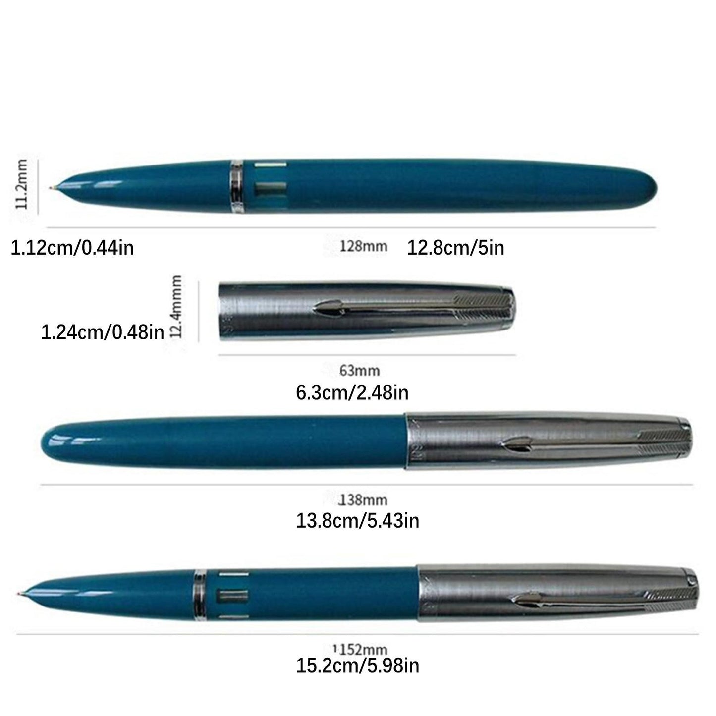 Blue 138mm Wing Sung 601 Steel Cap Vacumatic Fountain Pen F Nib 0.5mm Ink Pen B