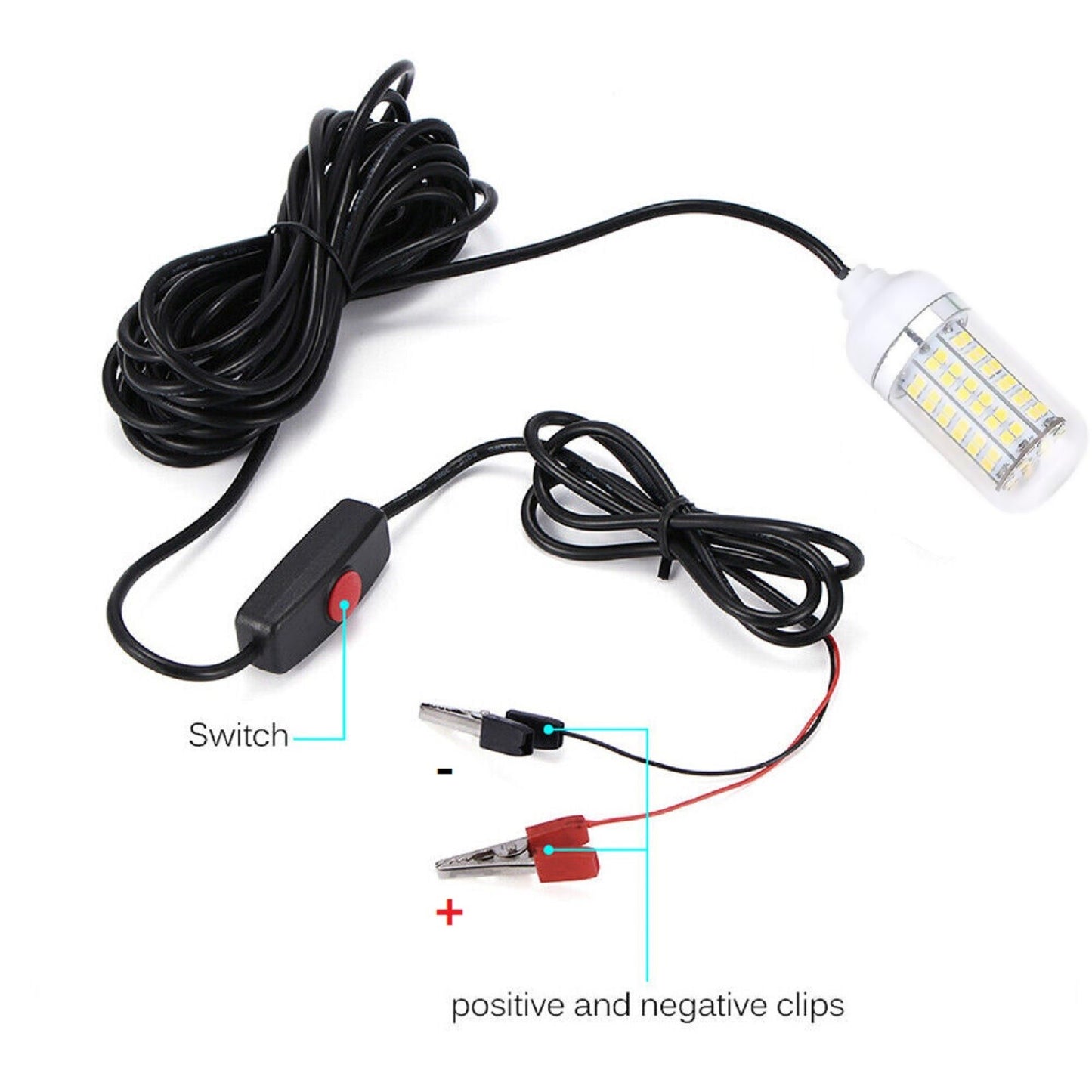 1 Pc 12V-24V LED Lure Fish Lamp Night Fishing Lights Underwater Lighting Light m
