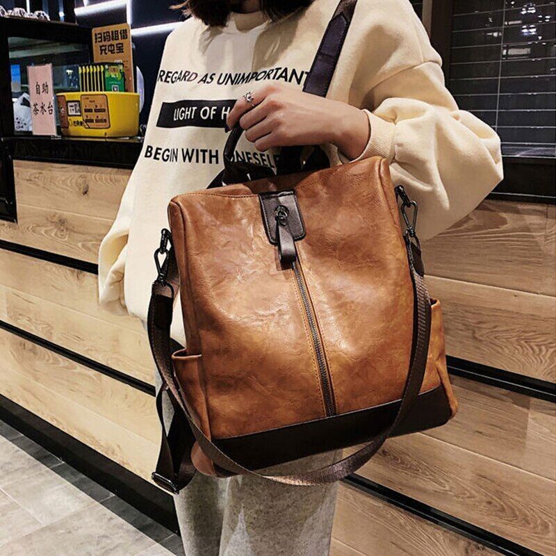 Backpack Women PU Rucksack Travel Backpack School Bag Leather Knapsack