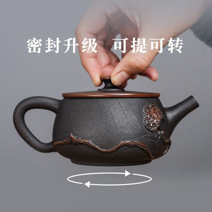 Handmade Jianshui Purple Pottery Teapot Wide Mouth Chinese Tea Kettle 180ml