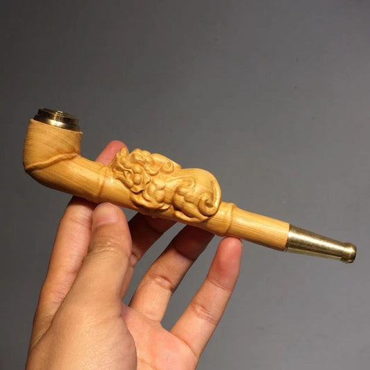 Natural Wood Cigarette Holder Filter Reusable Detachable Carved Smoking Pipe Tip
