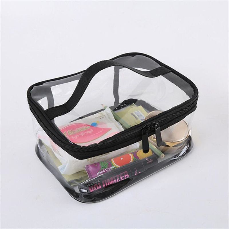 1pc Traveling PVC Cosmetic Bags Transparent Clear Makeup Bags Tote Handbags Case