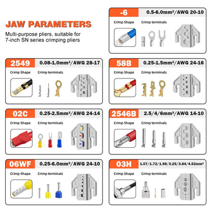 6 in 1 Crimping Tool Kit, Ratcheting Wire Crimper for Heat Shrink, Open Barrel