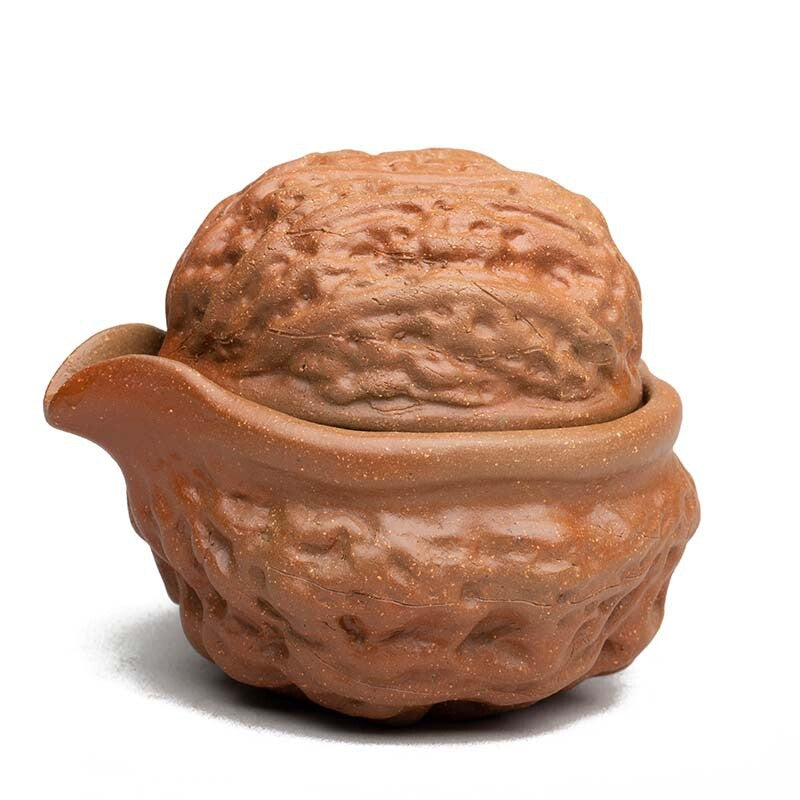Handmade Tea Pot Cup Yixing Zisha Duan Clay Walnut Design Health Care Tea Set