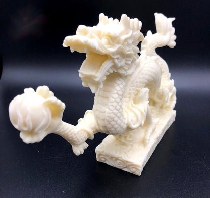 Chinese Dragon Holding A Pearl Ball Statue Feng Shui Decor