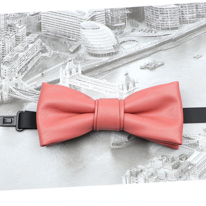 Men Bow Tie PU Leather Patchwork Female Necktie Adult Cravate Wedding Party Wear