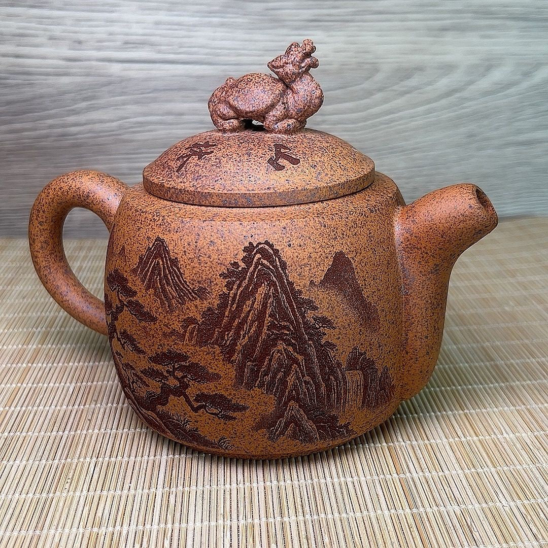 Yixing Zisha Tiger Teapot 300ml Old Duan Ni Wood Fired Chinese Clay Tea Pot