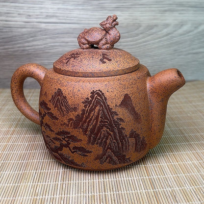 Yixing Zisha Tiger Teapot 300ml Old Duan Ni Wood Fired Chinese Clay Tea Pot