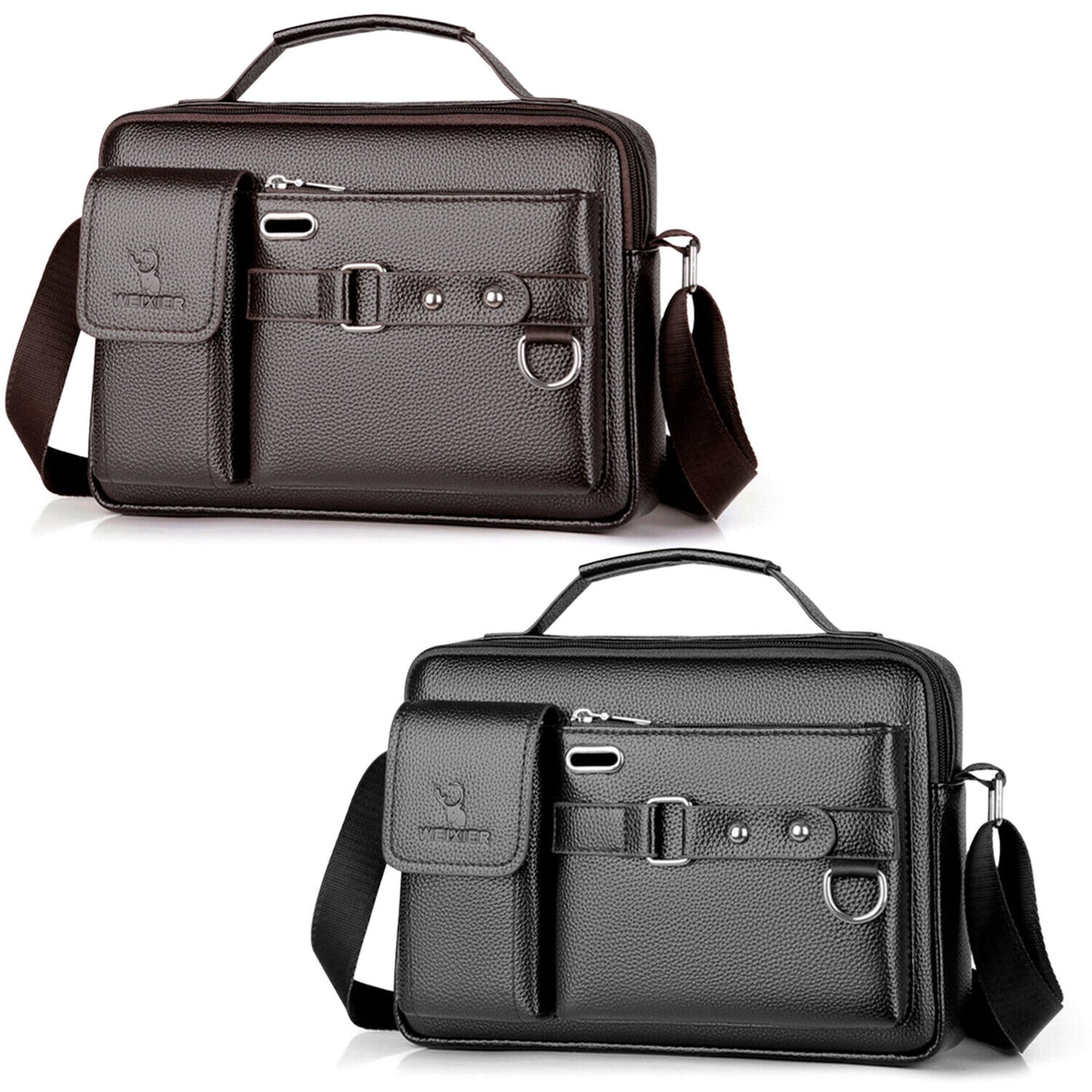 Men's PU Leather Briefcase Shoulder Messenger Bag Crossbody Handbag Satchel Bag