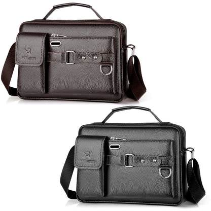 Men's PU Leather Briefcase Shoulder Messenger Bag Crossbody Handbag Satchel Bag