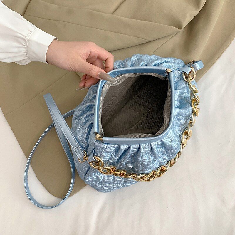 Luxury Acrylic Thick Chain Handbag Purse Shoulder Bag Clip Shell Evening Clutche