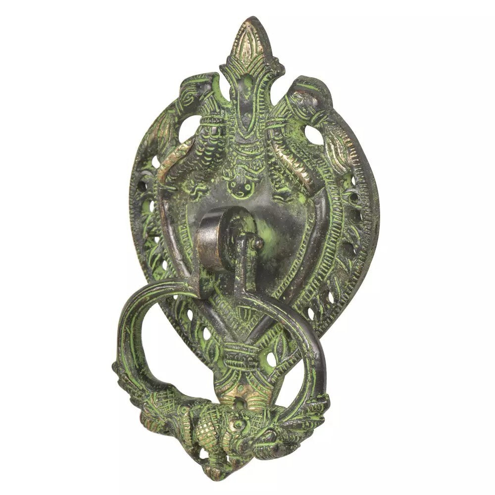 Antique Look Brass Green Patina Ornate Door Knocker Door Bell Home Decor