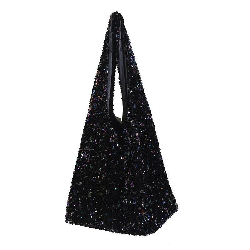 Sequins Shoulder Bag Large Glitter Beaded Tote Handbag Mermaid Sequins Hand Pink