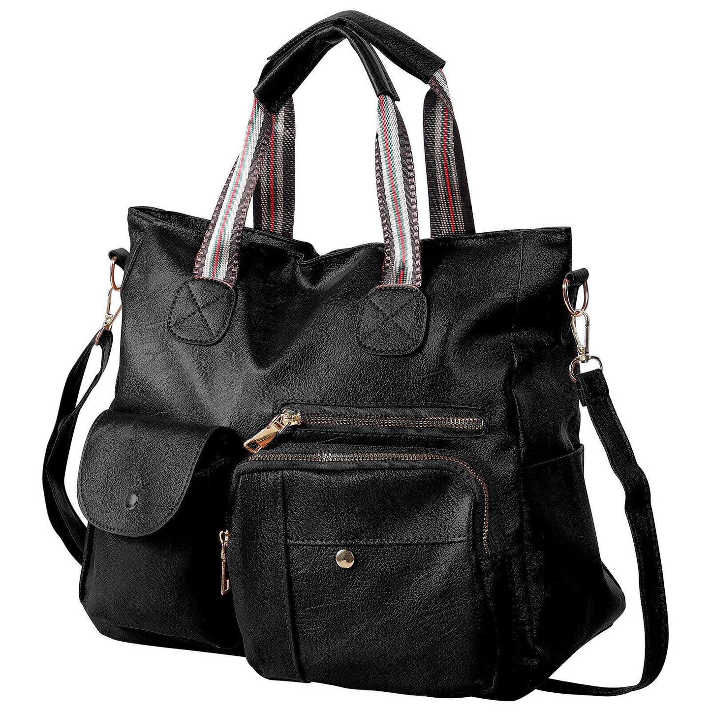 Womens Large Tote Handbag PU Leather Shoulder Hobo Bag Satchel w/ Multi Pockets