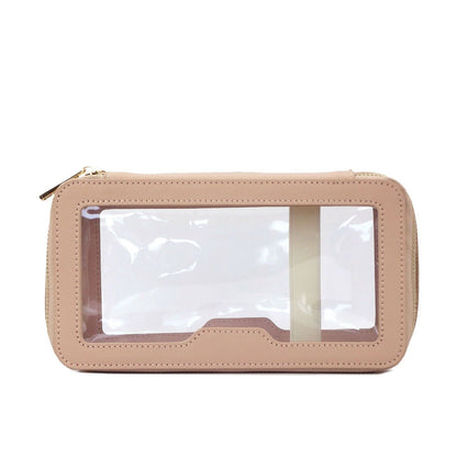 Leather Travel Cosmetic Bag Waterproof Makeup Storage Bag Clear 21.5*8*11.5 CM