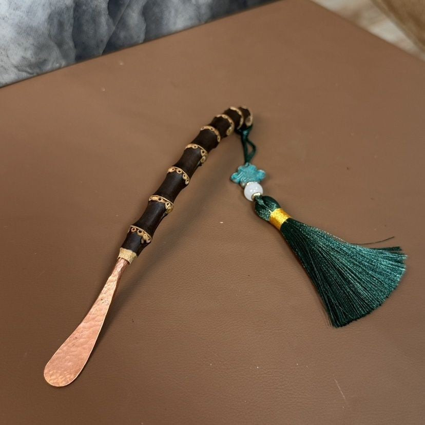 Original Purple Bamboo Root Copper Tea Spoon 19cm Handmade Vintage Tea Tool