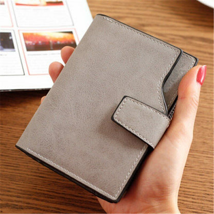 Ladies Billfold Female Purse Cash Clip Leather Multi-card Clamps Women's Wallet