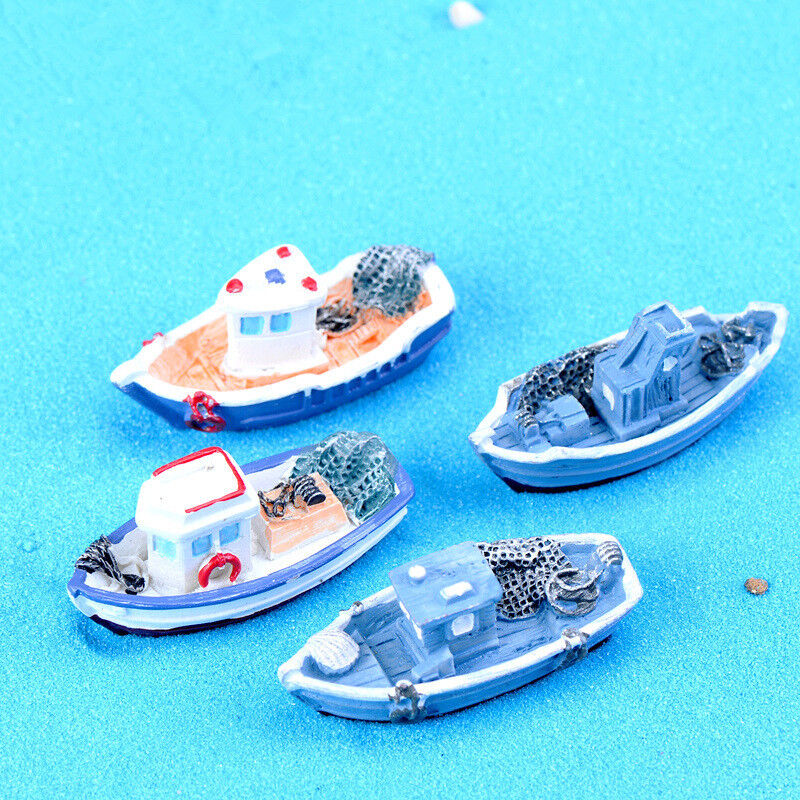 Mini Yacht Miniature Garden Fairy Landscape Terrarium Figurine Bonsai Decoration