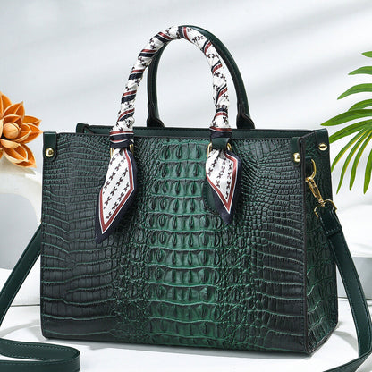 Fashion Crocodile Pattern Handbag Faux Leather Shoulder Bag Women's Purse