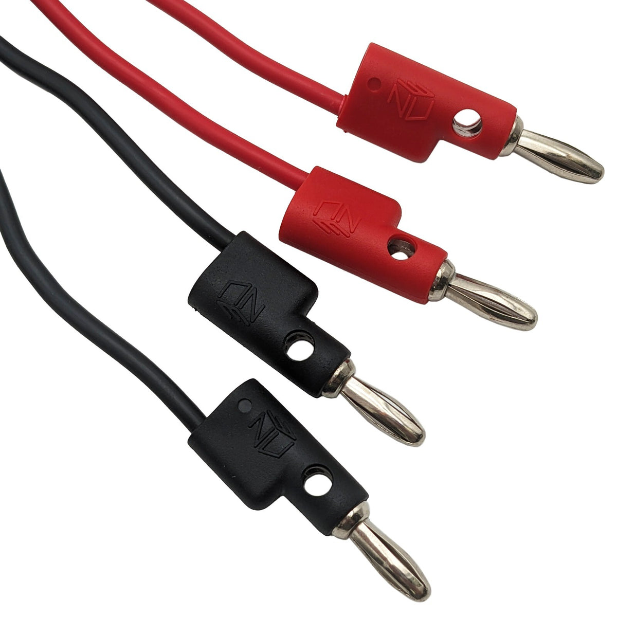 Set of 1 Red and 1 Black Banana to Banana Leads, 24 Inches Long, Stackable