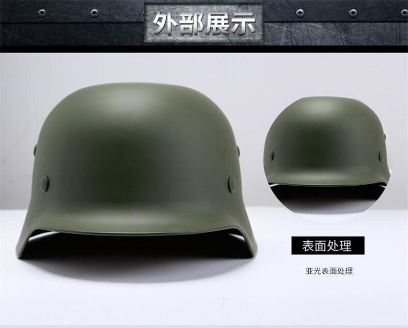 New M35 Steel Helmet Pure Steel Outdoor Helmet World War II German Replica