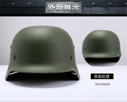 New M35 Steel Helmet Pure Steel Outdoor Helmet World War II German Replica