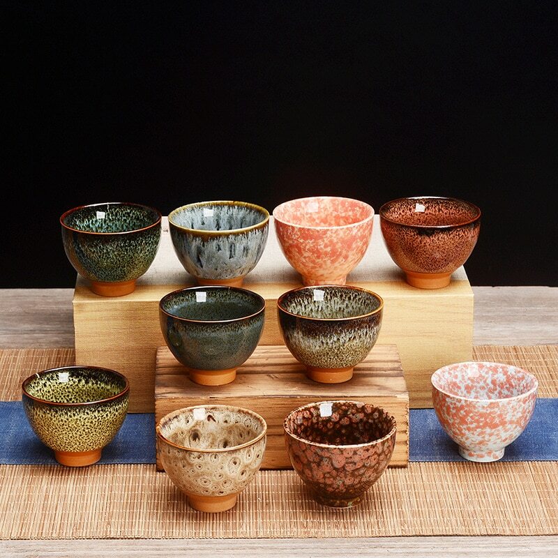Exquisite 6pcs temmoku glaze Cup Gift box China tea cup set Tea Bowl Tea Set